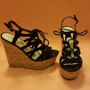 Wild Diva Black Wedges